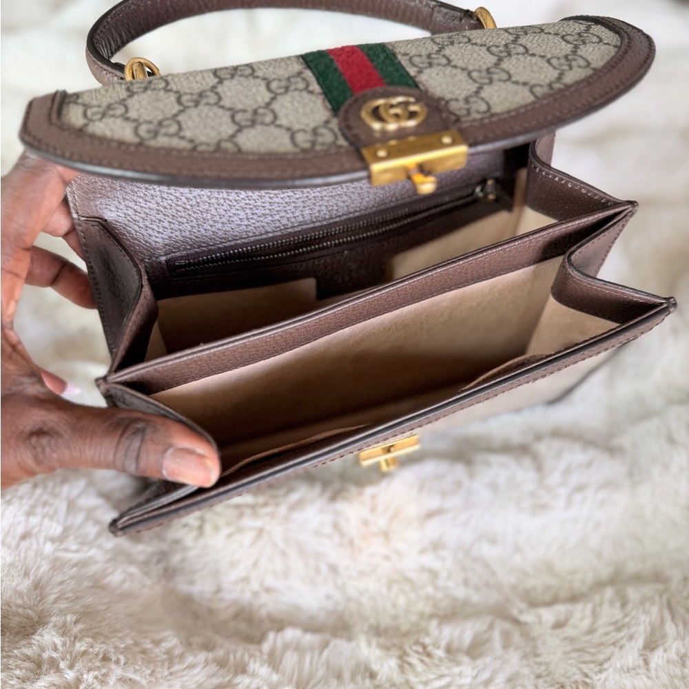 Gucci Beige and Brown Satchel with Gold Accents - Picture 4 of 5